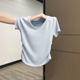 Milk Yellow White Sweet Hottie Low-Necked Short-Sleeved Woman Shoulder T-Shirt Summer Design Folds To Receive Collarbone Top