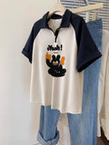 Polo Shirt With Short-Sleeved T-Shirt For Women's Summer Loose Design Feeling Half-Sleeve Oversize Mid-Long Top