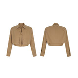 Four Seasons Can Wear White Shirt Women's Design Sense Of Small Short Korean Commuting Shirt Casual Long-Sleeved Two-Piece Top