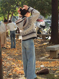 Fair Island Vintage Hooded Sweater Coat Women's Autumn/Winter Lazy Wind Wears Soft-Shough Knits Design T-Shirt