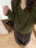 Lazy Wind Soft Glutinous Green Sweater Women Autumn And Winter Collar Slack Feeling Inside The Bottom Shirt Thin Bottom Knitting Top