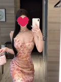 French Floral Tice V-Necked Dress Woman Spring Body-In-Law Long Dress Gentle Pocket-Buffed Ass Skirt