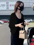 Ice Silk Thin Knitted Cardigan Women Wear 2025 New Outer Shawl Loose Short Small Coat