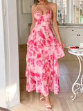 Dili Leisure Vacation Wind Suspension Printed Cake Dress Dress Women's Dress 2025 Spring/Summer