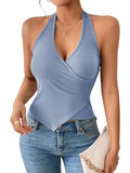 2025 Hottie Cross Hanging Neck Sling Splicing Bare Waistcoat Woman Summer Outside Wearing Tide
