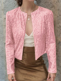 2025 Spring Burst Round Lead Long-Sleeved Sleeves Open-Colored Cardigan Casual Set Of Lightset Coat Woman