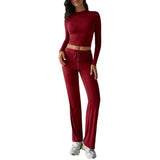 Dili 2025 Autumn And Winter Y2K Casual Sports Style Long-Sleeved Top With Trousers Suit Woman