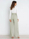 Fashion New Women's Trousers Casual Broad Leg Trousers With Belt Temperament Commuter Pants