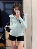 Lulu Body-Repair Jacket Women Open Spring Wearing Shoulder-To-Shoulder Hooded Sports Short Waists