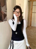 Early Autumn Wears A New Two-Piece Set Of Solid Long-Sleeved T-Shirts With A Bottom Folding Waistcoat Slime Top Woman