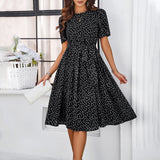 Dili Women's Clothing 2025 Spring And Summer Temperament Casual Wave Point With Long Dress Dress Dress