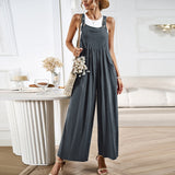 Dili Women's Solid-Colored Strapping Trousers 2025 Summer Loose Broad-Legged Trousers