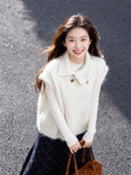 Vintage Sweater Women's Spring And Autumn And Winter Loose Thin And Lazy Temperament Folded Through The Knitted Vest Outside