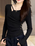 Irregular Design Long-Sleeved T-Shirt Lady Spring And Autumn Dress Wears The New Bottom Shirt In The Small Shirt