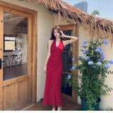Pure Desire Sister In The Long Wave Dot Dress Women's Summer 2025 New Slimy Sexy Back Hanging Neck Dress