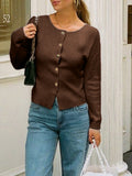 Dili Casual Simple Long-Sleeved Button Bottom Shirt Weaving Women's Clothing 2025 Autumn And Winter
