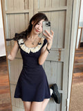 Lace Lace Spliced Flying Sleeve Dress Women Spring 2026 New Hot Girls To Close The Waist Of A Small A-Word Skirt