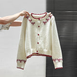 Tibetan Blue Bow Knitted Cardigan Thick Sweater Coat Woman In Autumn And Winter 2025 Loose Lazy Wind Top