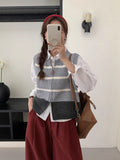 Double Zipper Open Shirt Knitted Vest Vest Women 2025 Autumn New Loose Wearing Horse Clip Round Collar Sweater Shoulder