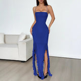 Dili Elegant Temperament Slings Broken Lace Dress Women's Dress 2025 Spring And Summer