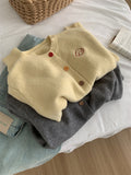 Gentle Retro Age-Retro Puppy Embroidered Color Buckle Round Collar Knitted Cardigan Woman 2025 Autumn Small Sweater Coat