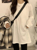 Deyvet Warm Loose Big White T With Winter Plus Velvet Long-Sleeved T-Shirt Women Folded In The Coat Of Clothing