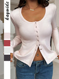 Dili Y2K Hottie Solid Color Long-Sleeved Cardigan Sweater Women's 2025 Autumn And Winter