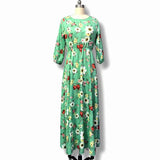 Printed Dress 2025 French Commuting Style Retro Swing Type Round Collar Crumped Floral Dress