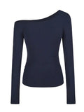 Sexy Strabiscuffed Long-Sleeved T-Shirt Girl Early Autumn New Hottie Design Slimming Niche Chic Top