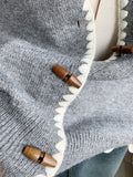 Ladies Literary And Artistic Solid-Colored Cardigan Vest Spring And Autumn Loose Stacked Vest Wearing Round Collared Hornwood Knitted Jersey Clip
