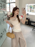 Korean Wearing Lace Lace Splicing Collar Collar Collar Collar Short-Sleeved T-Shirt Women Spring And Summer Pure Temperament Inside The Top
