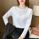Pure Cotton Long-Sleeved T-Shirt Women 2025 New Spring And Autumn Loose Cover Inside The Bottom Shirt On The Shoulders Thin Clothes