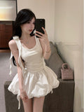Small Scented Flowers Hanging Dress Women's Summer French Waist Buds Ponmp Short Skirt Beautiful Breasts
