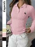 Dili Simple Long-Sleeved Shirt Collar Top Women's Wear Wool Weaving Women's Clothing 2025 Autumn And Winter