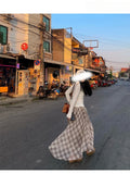 Summer New Korean Tulle Dress Irregular Long Long-Term Half-Tight Waist Print Lattice Half-Dress