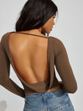 Y2K Design Sense New Big-Loun Backskims Top Women's Long-Sleeved Sexy Hottie T-Shirt