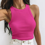 2026 Women's Spring And Summer Short-Colored Solid Thread Sleeveless T-Shirt Vest Inside