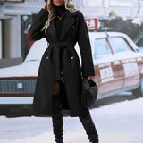 2025 New Solid Color Collar Plus Thick Dragon And Phoenix With Double Buckle Plus Long Wind Jacket Woman