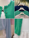 Sweater Women's Early Spring New Hook Flower Temperament Thirteen Lines Of Pure Color Simple Loose External Knitted Cardigan Soft Thin