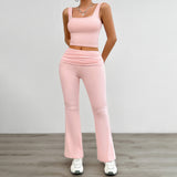 Dili Women's Clothing 2025 Spring And Summer Leisure Knitted Solid Color Vest Leggings Set