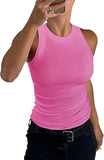 2025 Summer Women's Ribs Small Vest Round Collar Body Type Women's Vest