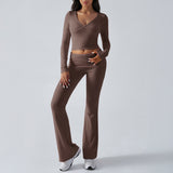 Dili 2025 Women's Casual Sports Knitted Long-Sleeved Trousers Two-Piece Suit Woman