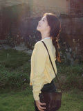 Milk Yellow Fake Two Knitted Cardigan Blouse Women Early Spring Korean Wearing Design Feeling Of Long-Sleeved Sweater Tide