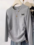 Dili Simple Holiday Solid Color Long-Sleeved Sweater T-Shirt Women's Clothing 2025 Autumn And Winter