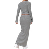 Dili Y2K Hottie Wind Striped T-Shirt Bag Hip Skirt Suit Women's Dress 2025 Spring And Summer