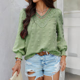 Dili 2025 Spring And Summer Top Women's Casual Holiday Style Solid Color With Lazamp Long-Sleeved Shirt Woman