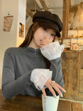 Half-High Horn Horn Sleeve Lace Splicing Cuff Lace T-Shirt T-Shirt