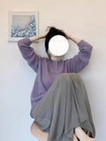 2025 Spring And Autumn Lilac Taut Sweater Thin Loose Lazy Wind Beautiful Knitted Shirt High-End Encase