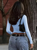 Dili Y2K Hot Girl Style Solid Long-Sleeved Vest T-Shirt Women's Clothing 2025 Autumn And Winter