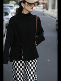 Lazy Half-High Collar White Sweater Women's Autumn And Winter 2025 New Thick Coat Inside The Bottom Of The Knitted Shirt Top